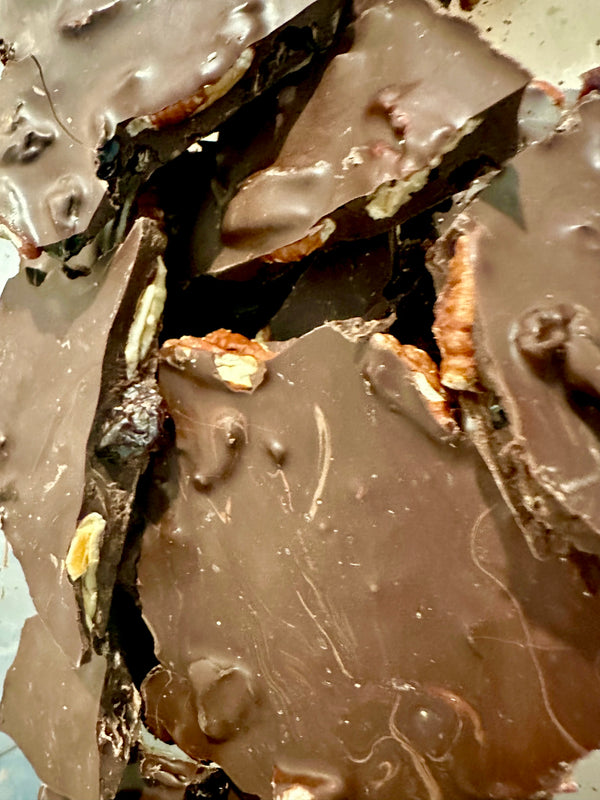 Dark Chocolate Dried Cherry & Pecan Bark 8 oz.