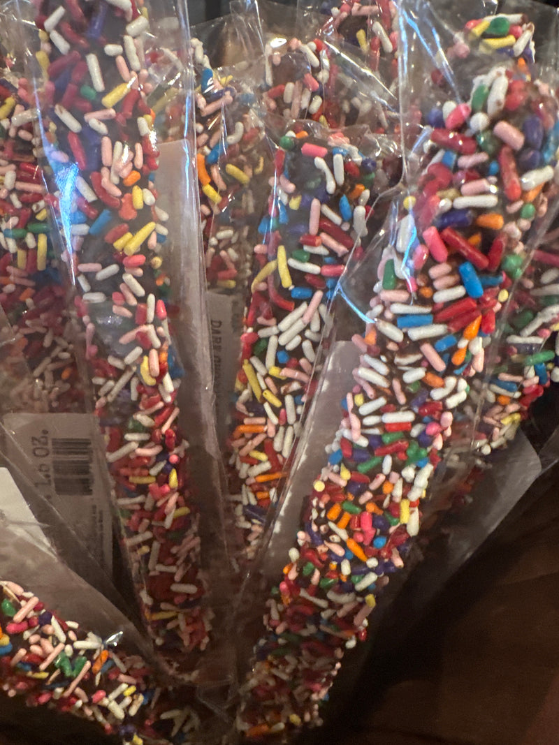 Milk Chocolate Pretzel Rods With Sprinkles 1.5 oz