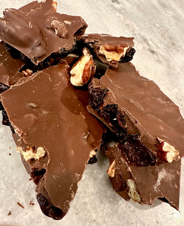 Milk Chocolate Dried Cherry & Pecan Bark 8 oz.